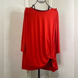 Red Women's Top with Knot Detail